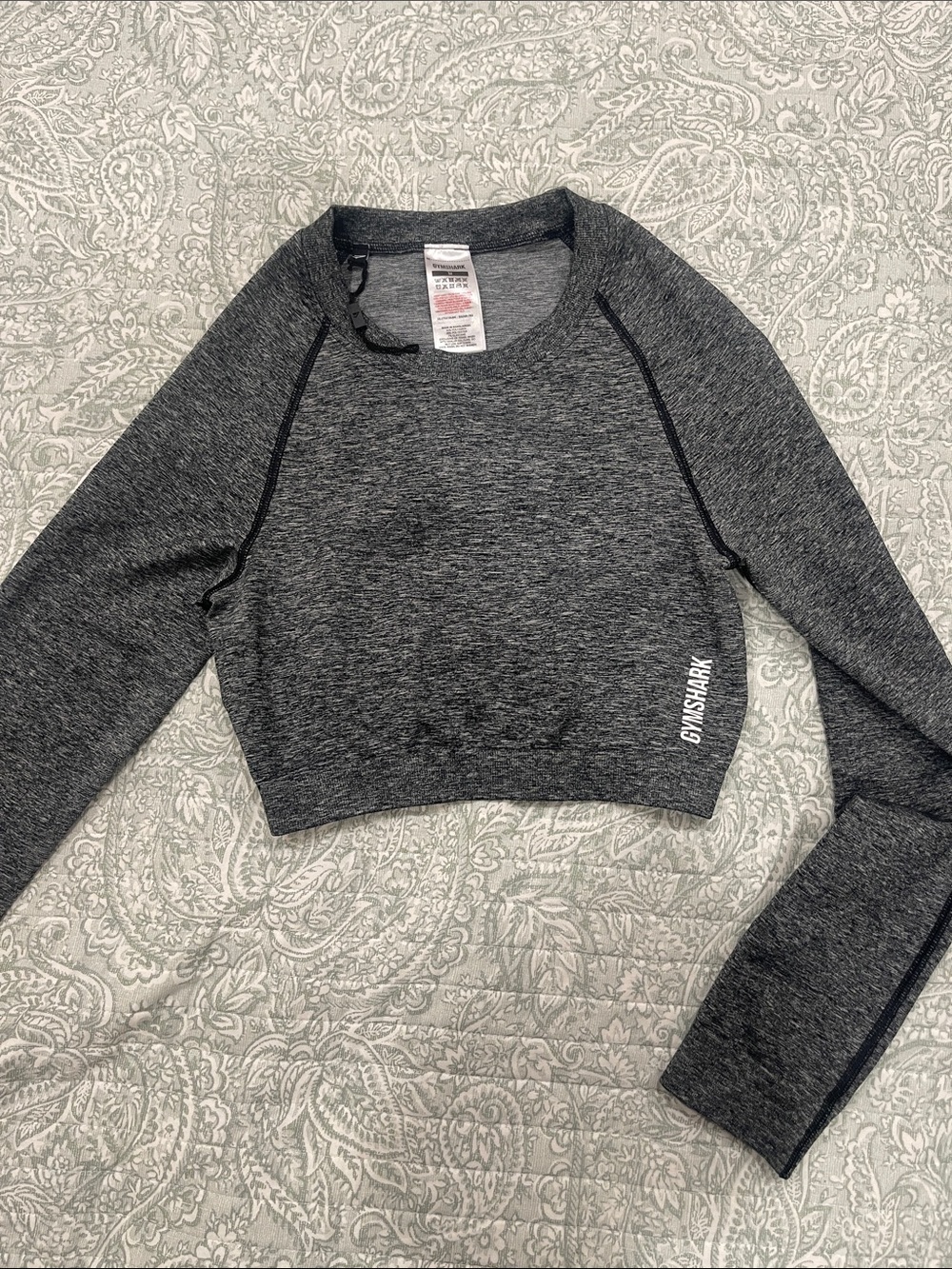 Gymshark Dark Gray Cropped Long-Sleeve Athletic Top